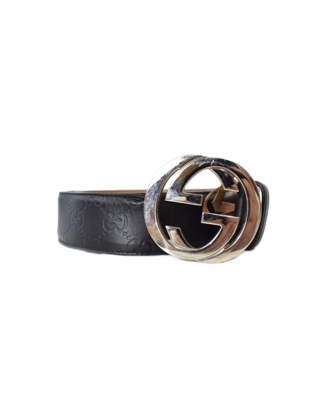 Gucci Interlocking G GG Leather Belt 90 36 Black